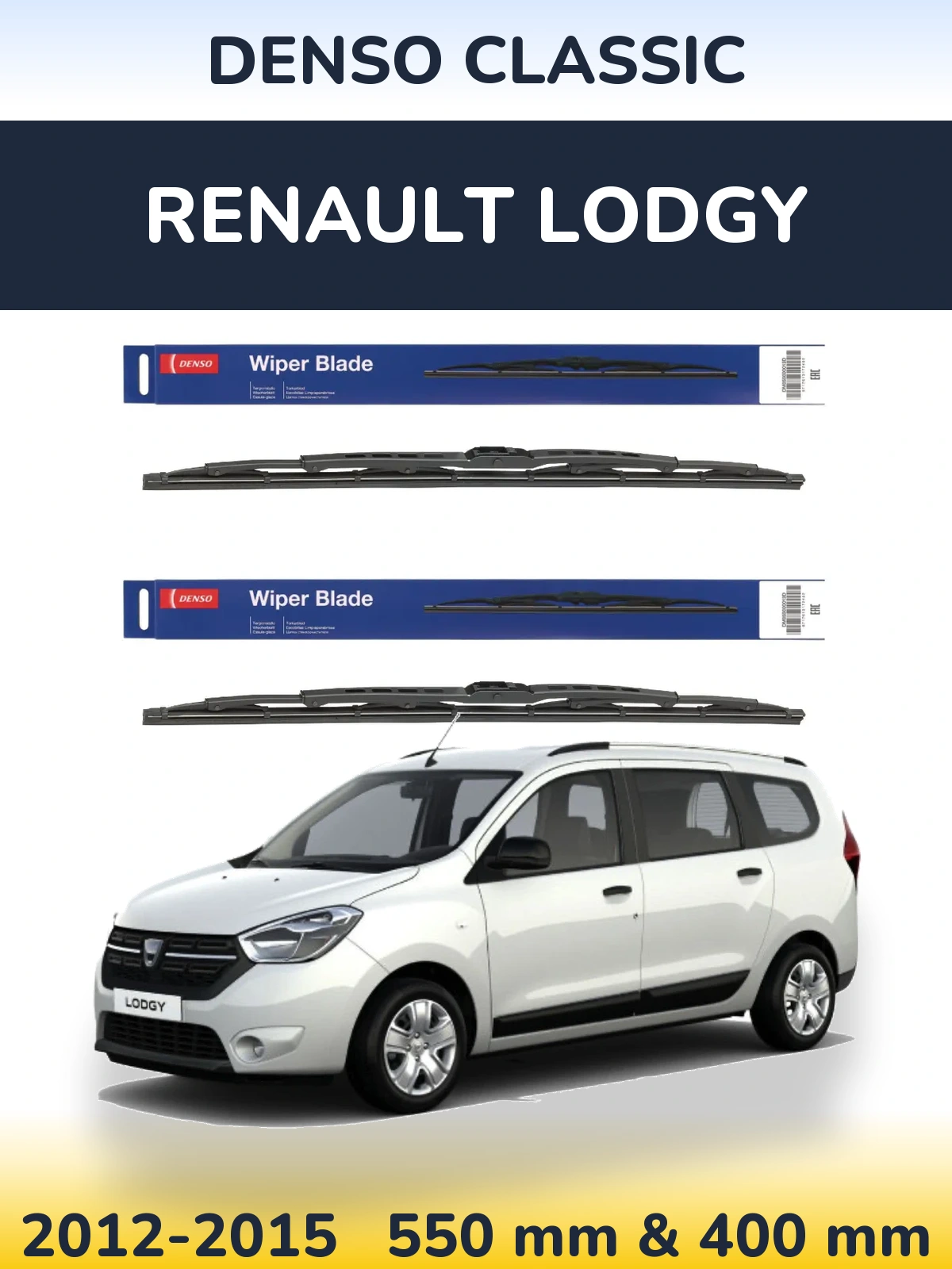 Komplet przednich wycieraczek Denso Classic 550 & 400 mm do Renault Lodgy 2012-2015