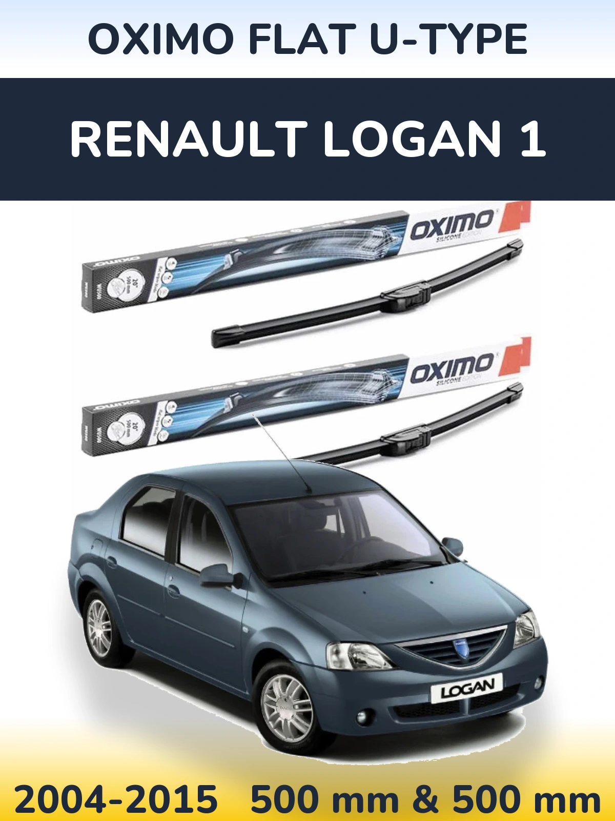 Komplet przednich wycieraczek Oximo Flat U-type 500 & 500 mm do Renault Logan 1 2004-2015