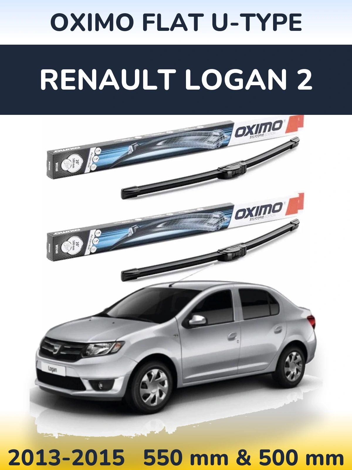 Komplet przednich wycieraczek Oximo Flat U-type 550 & 500 mm do Renault Logan 2 2013-2015