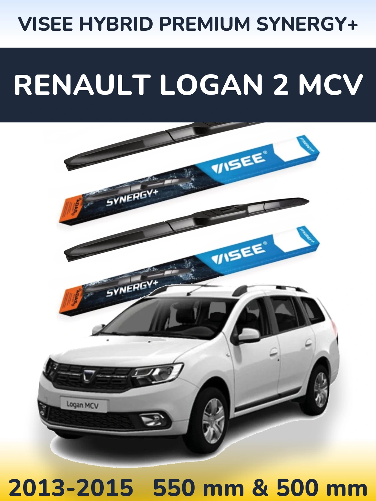 Komplet przednich wycieraczek VISEE HYBRID PREMIUM SYNERGY+ 550 & 500 mm do Renault Logan 2 MCV 2013-2015