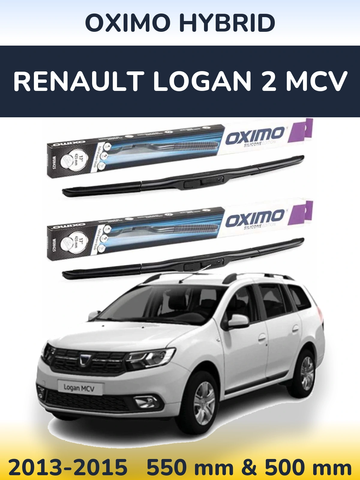 Komplet przednich wycieraczek Oximo Hybrid 550 & 500 mm do Renault Logan 2 MCV 2013-2015