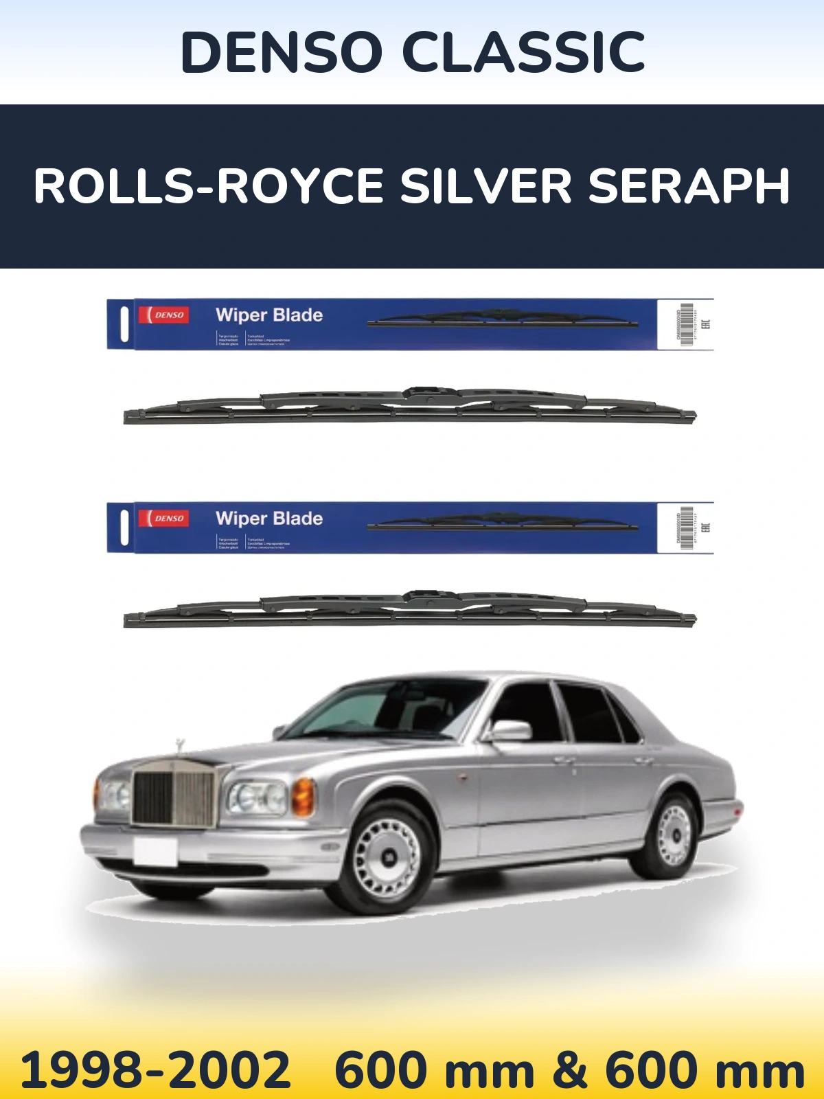 Komplet przednich wycieraczek Denso Classic 600 & 600 mm do Rolls-Royce Silver Seraph 1998-2002