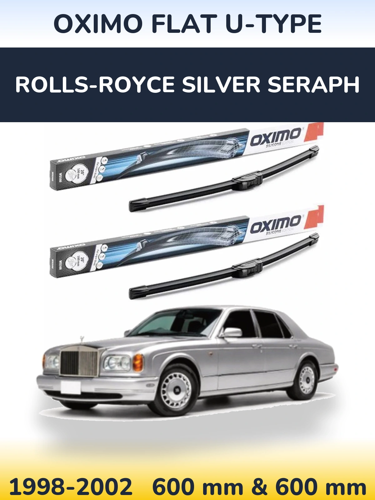 Комплект передних дворников Oximo Flat U-type 600 & 600 мм для Rolls-Royce Silver Seraph 1998-2002