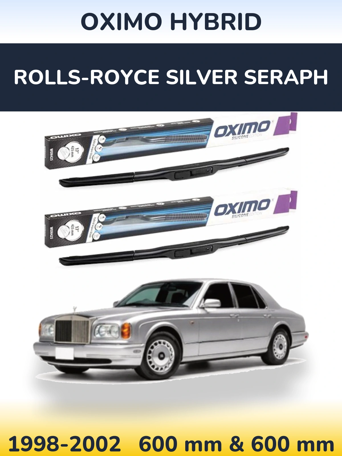 Комплект передних дворников Oximo Hybrid 600 & 600 мм для Rolls-Royce Silver Seraph 1998-2002