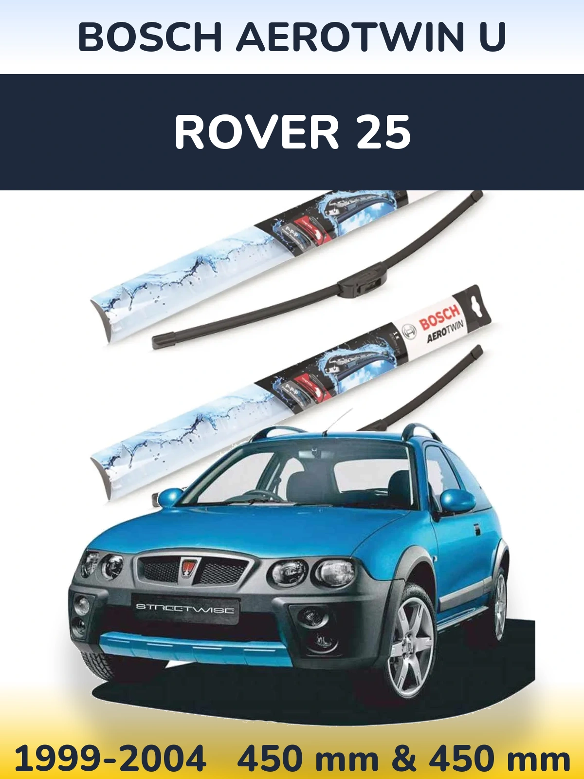Комплект передних дворников BOSCH AeroTwin U 450 & 450 мм для Rover 25 1999-2004