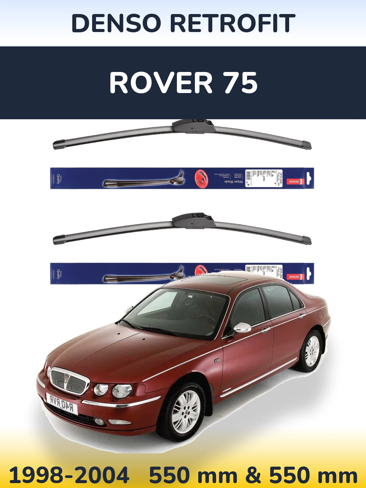 Komplet przednich wycieraczek Denso Retrofit 550 & 550 mm do Rover 75 1998-2004