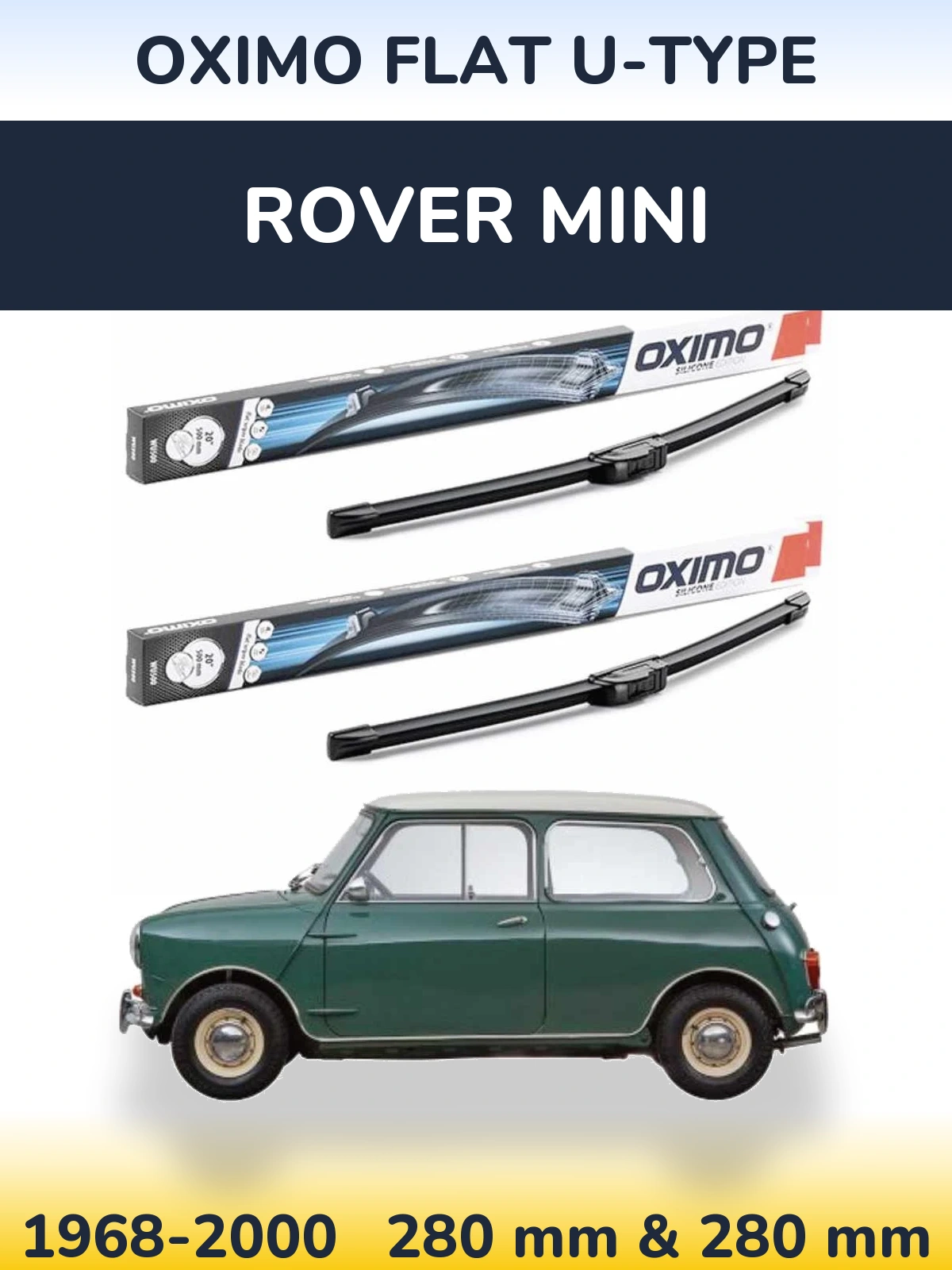 Комплект передних дворников Oximo Flat U-type 300 & 300 мм для Rover Mini 1968-2000