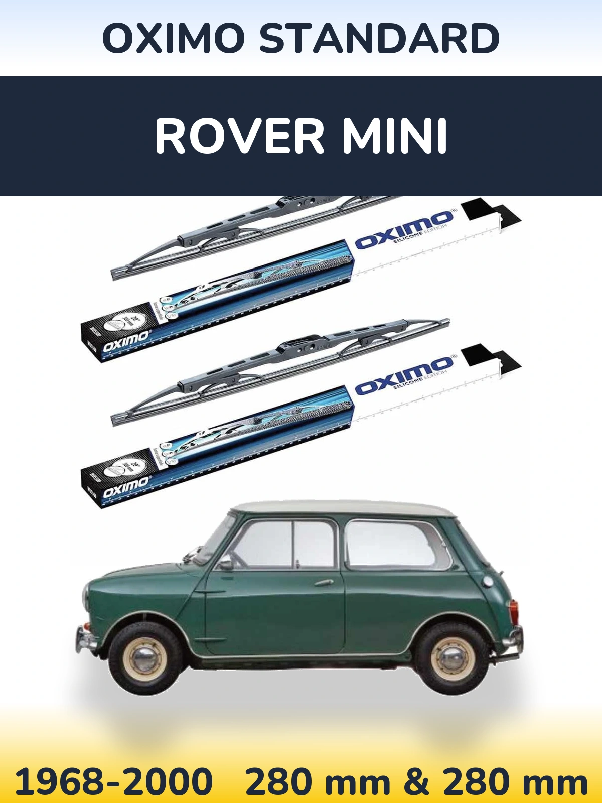 Front wiper blade set Oximo Standard 275 & 275 mm for Rover Mini 1968-2000