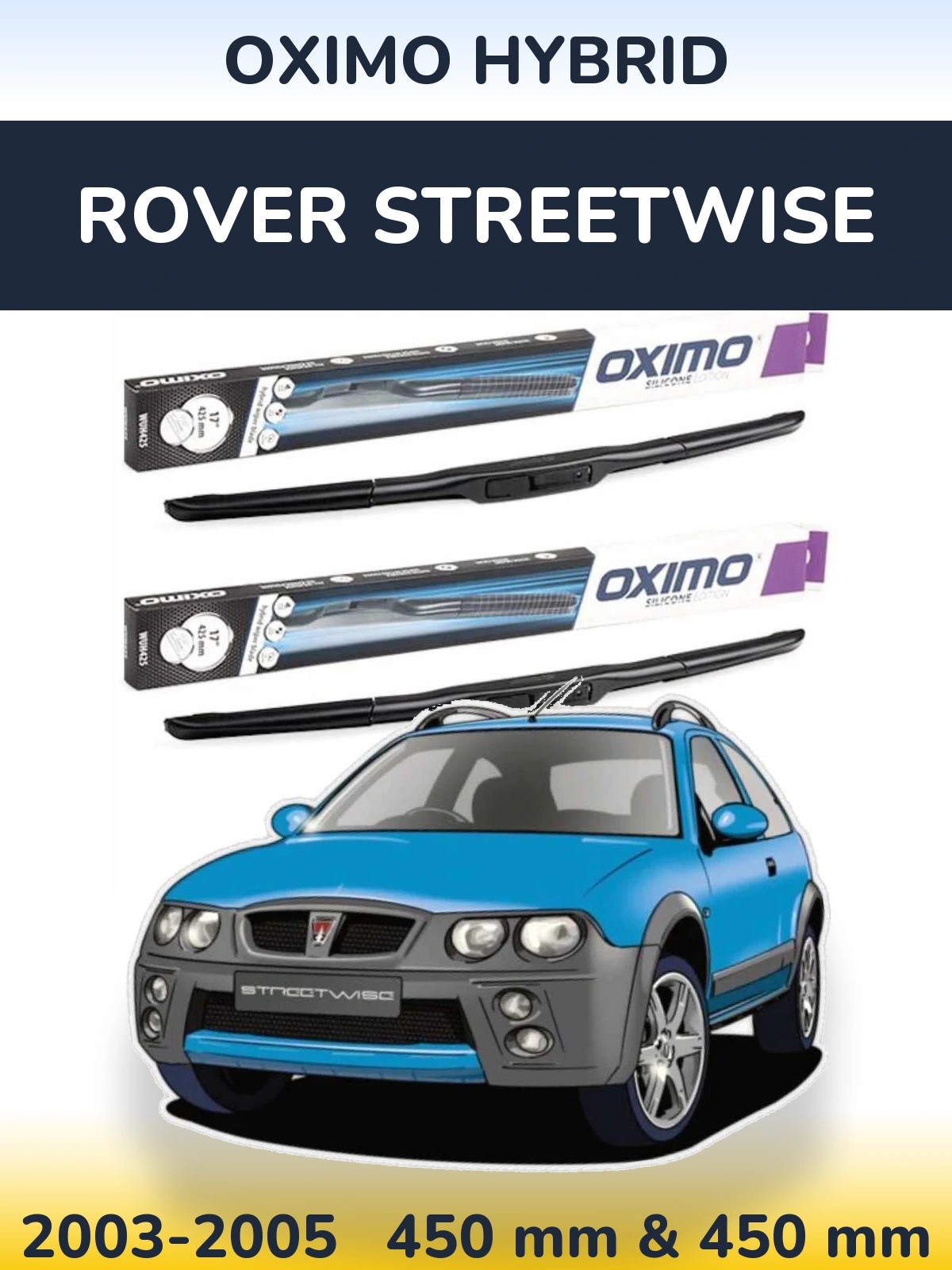 Комплект передних дворников Oximo Hybrid 450 & 450 мм для Rover Streetwise 2003-2005