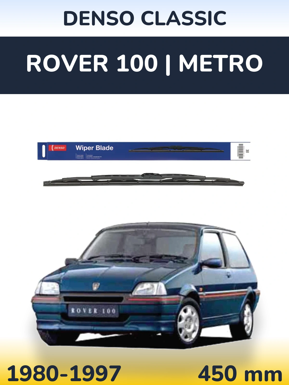 Rear wiper blade Denso Classic 450 mm for Rover 100 | Metro 1980-1997