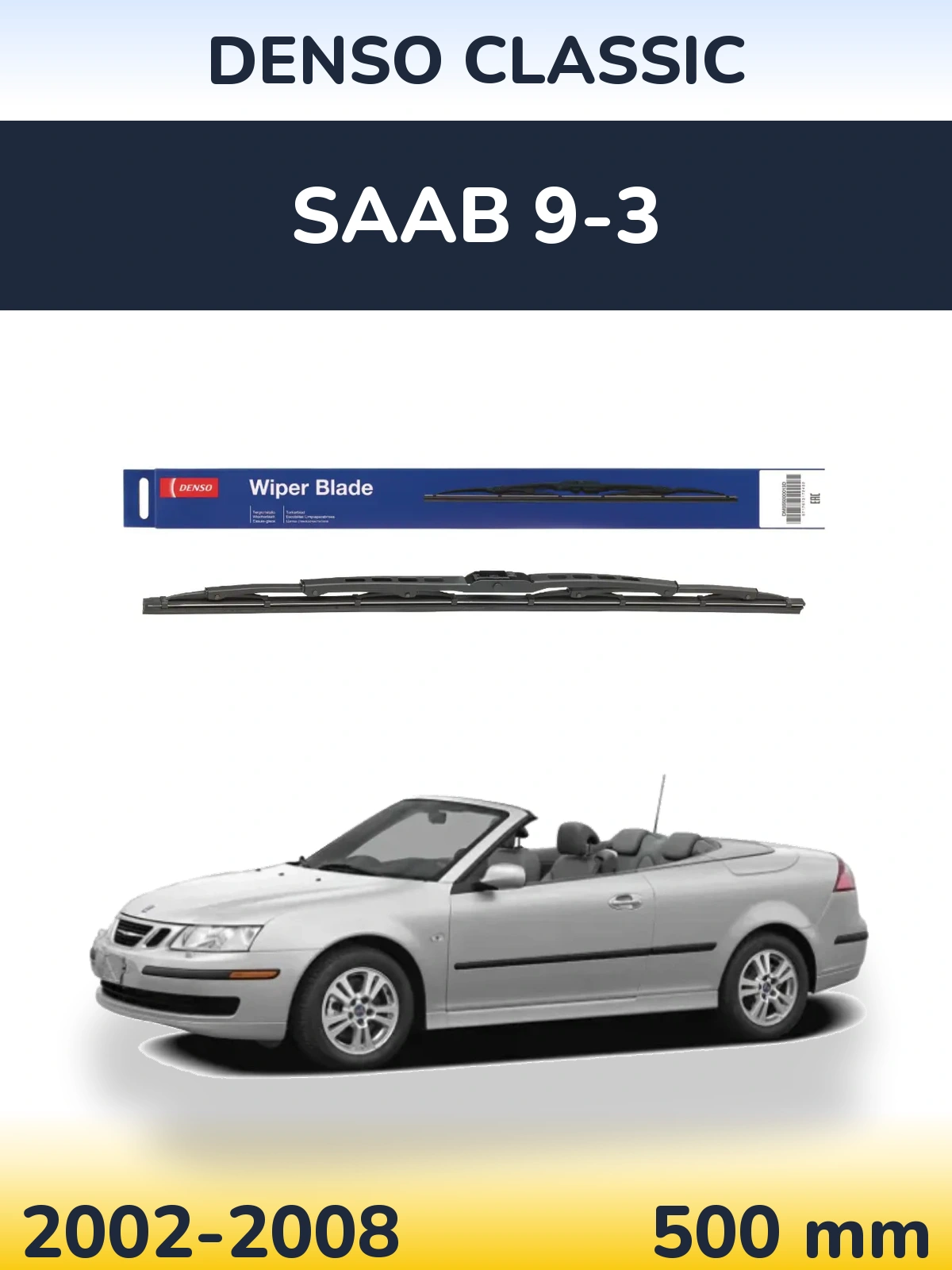 Tylna wycieraczka Denso Classic 500 mm do SAAB 9-3 2002-2008