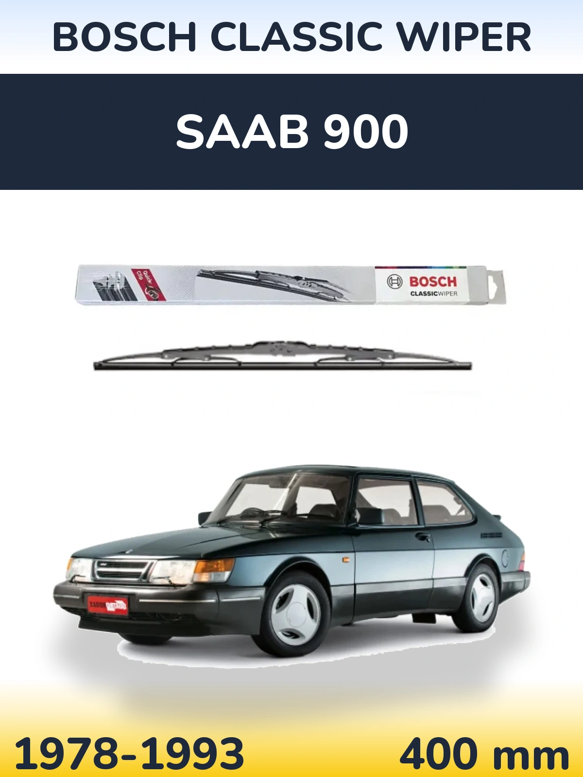Rear wiper blade BOSCH Classic Wiper 400 mm for SAAB 900 1978-1993