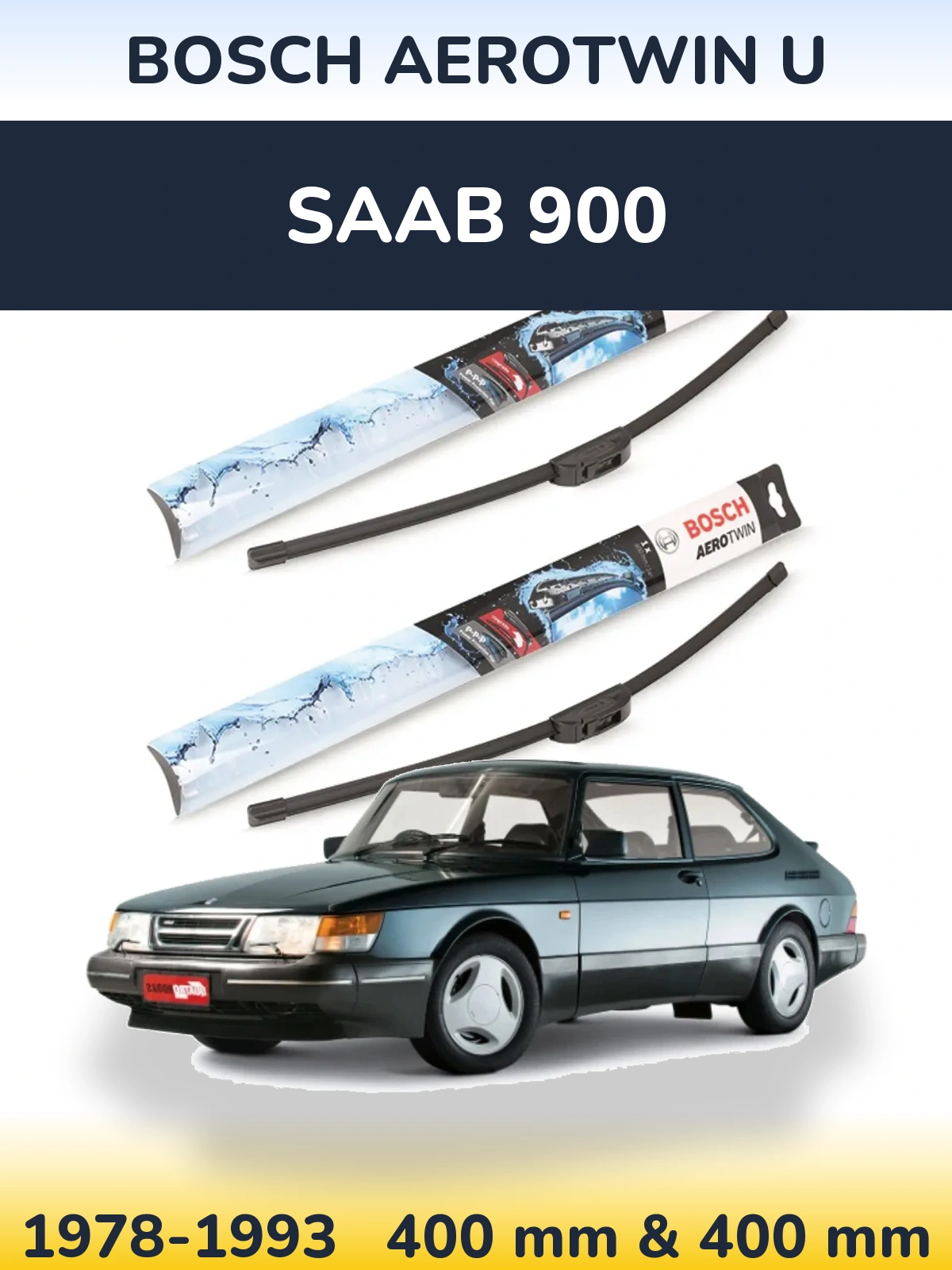 Комплект передніх щіток BOSCH AeroTwin U 400 & 400 мм для SAAB 900 1978-1993