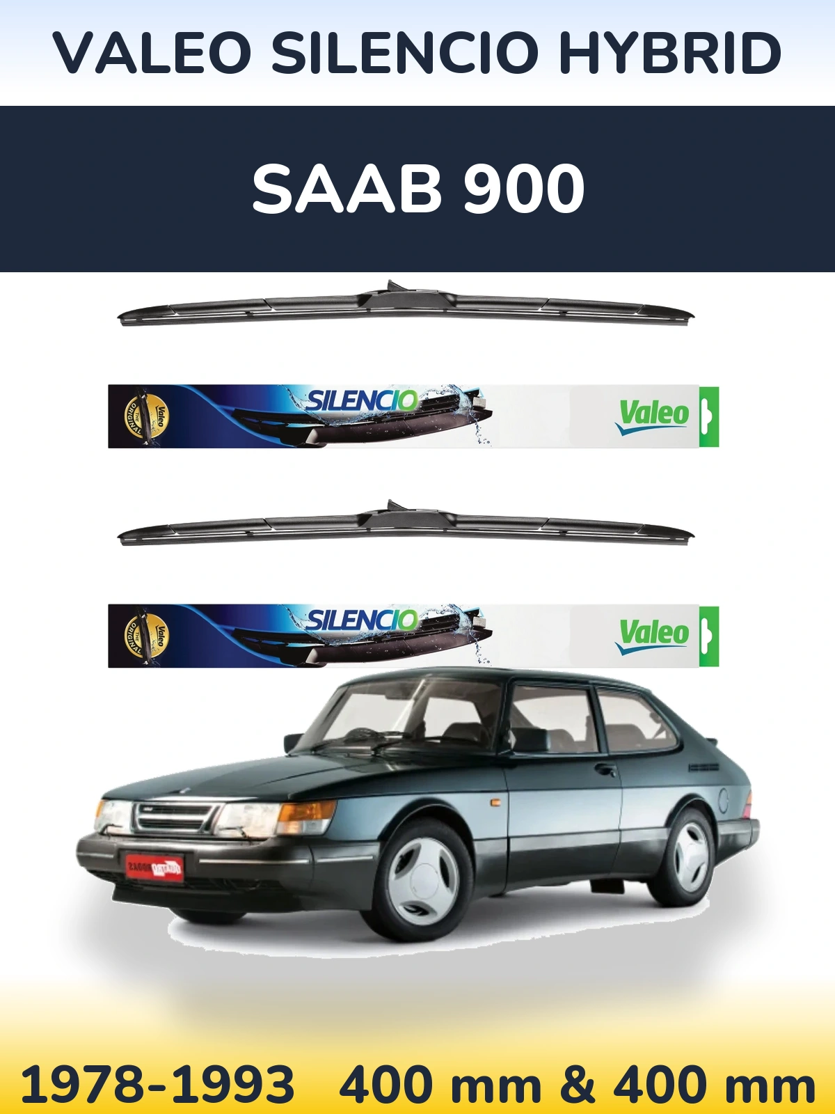 Комплект передних дворников Valeo Silencio Hybrid 400 & 400 мм для SAAB 900 1978-1993