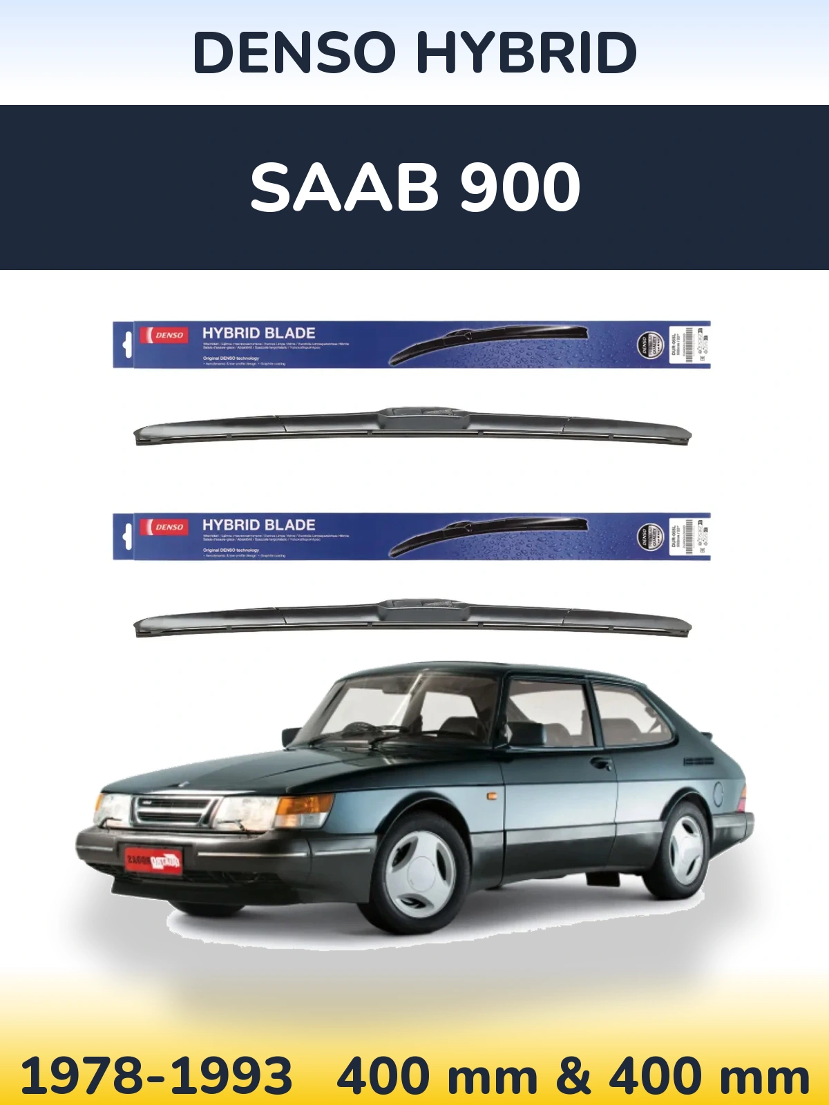 Комплект передних дворников Denso Hybrid 400 & 400 мм для SAAB 900 1978-1993