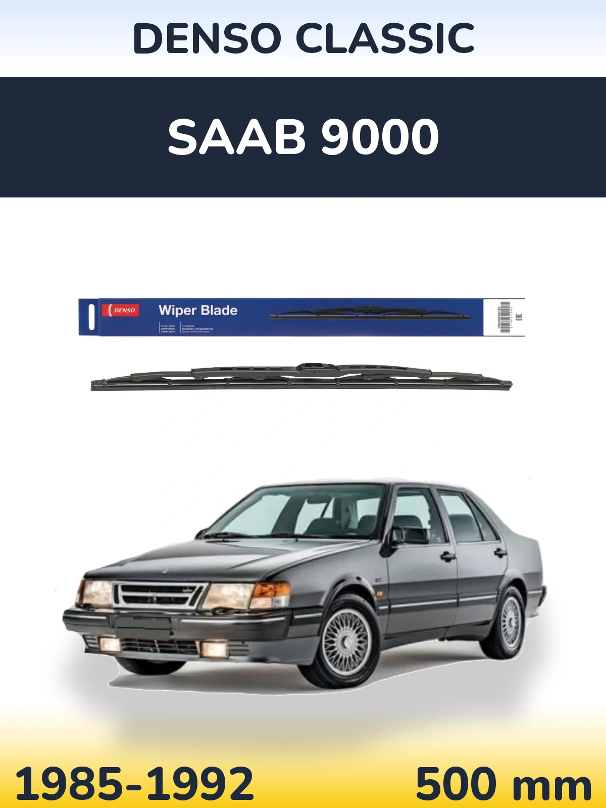 Rear wiper blade Denso Classic 500 mm for SAAB 9000 1985-1992