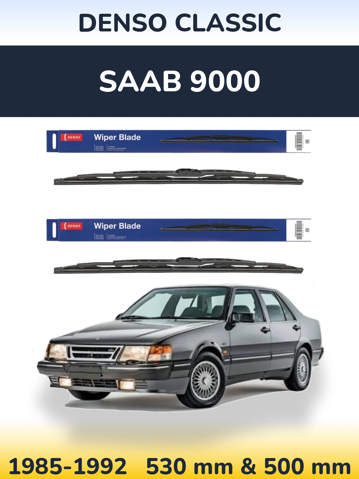 Комплект передних дворников Denso Classic 530 & 500 мм для SAAB 9000 1985-1992