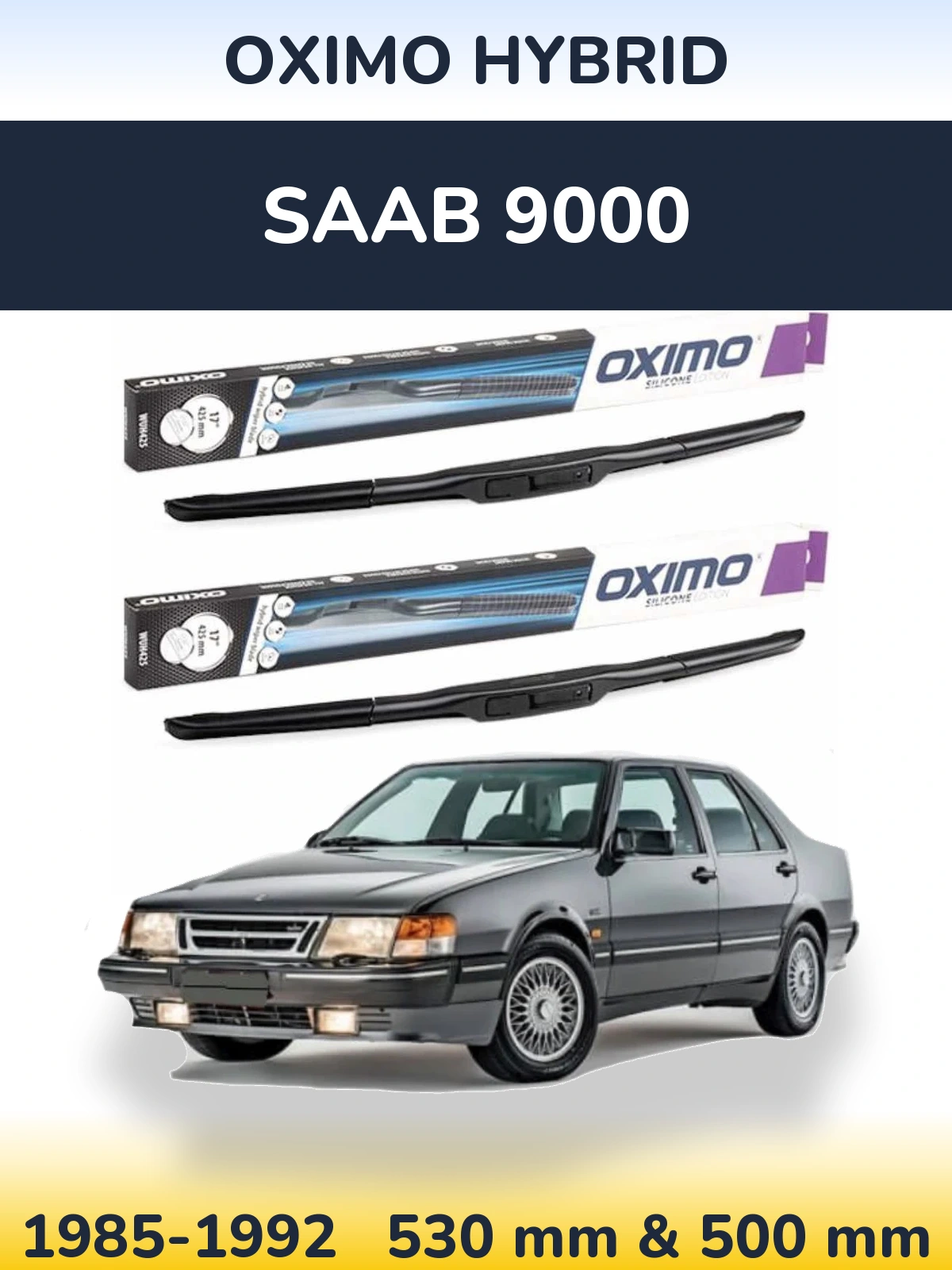 Комплект передних дворников Oximo Hybrid 530 & 500 мм для SAAB 9000 1985-1992