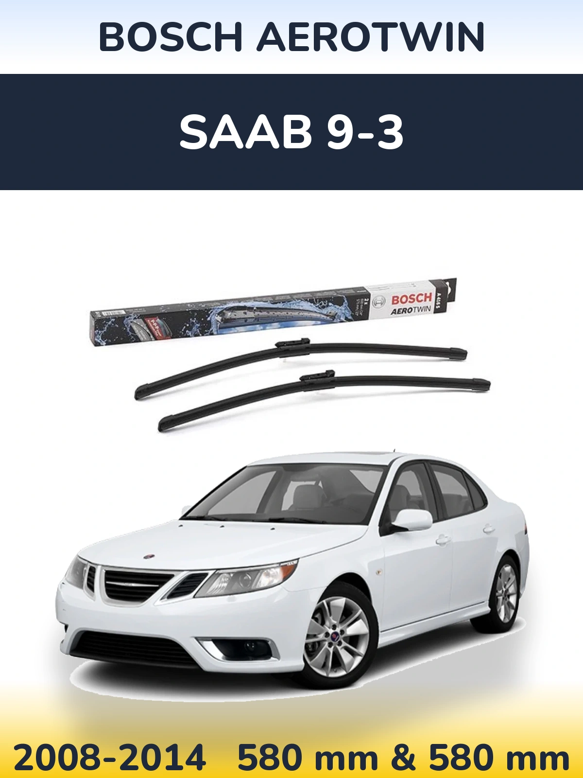 Комплект передних дворников BOSCH AeroTwin 600 & 580 мм для SAAB 9-3 2008-2014