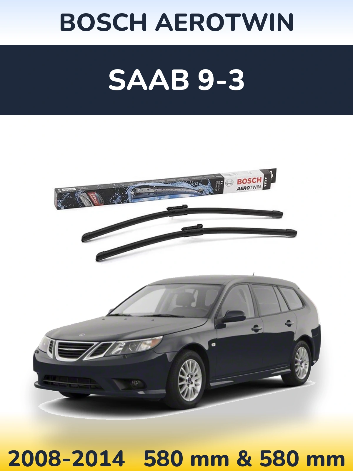 Комплект передних дворников BOSCH AeroTwin 600 & 580 мм для SAAB 9-3 2008-2014