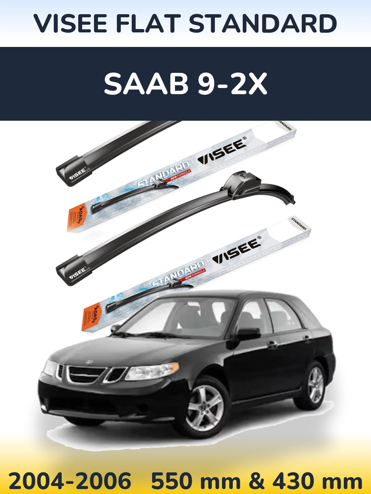 Комплект передних дворников VISEE FLAT STANDARD 550 & 430 мм для SAAB 9-2X 2004-2006