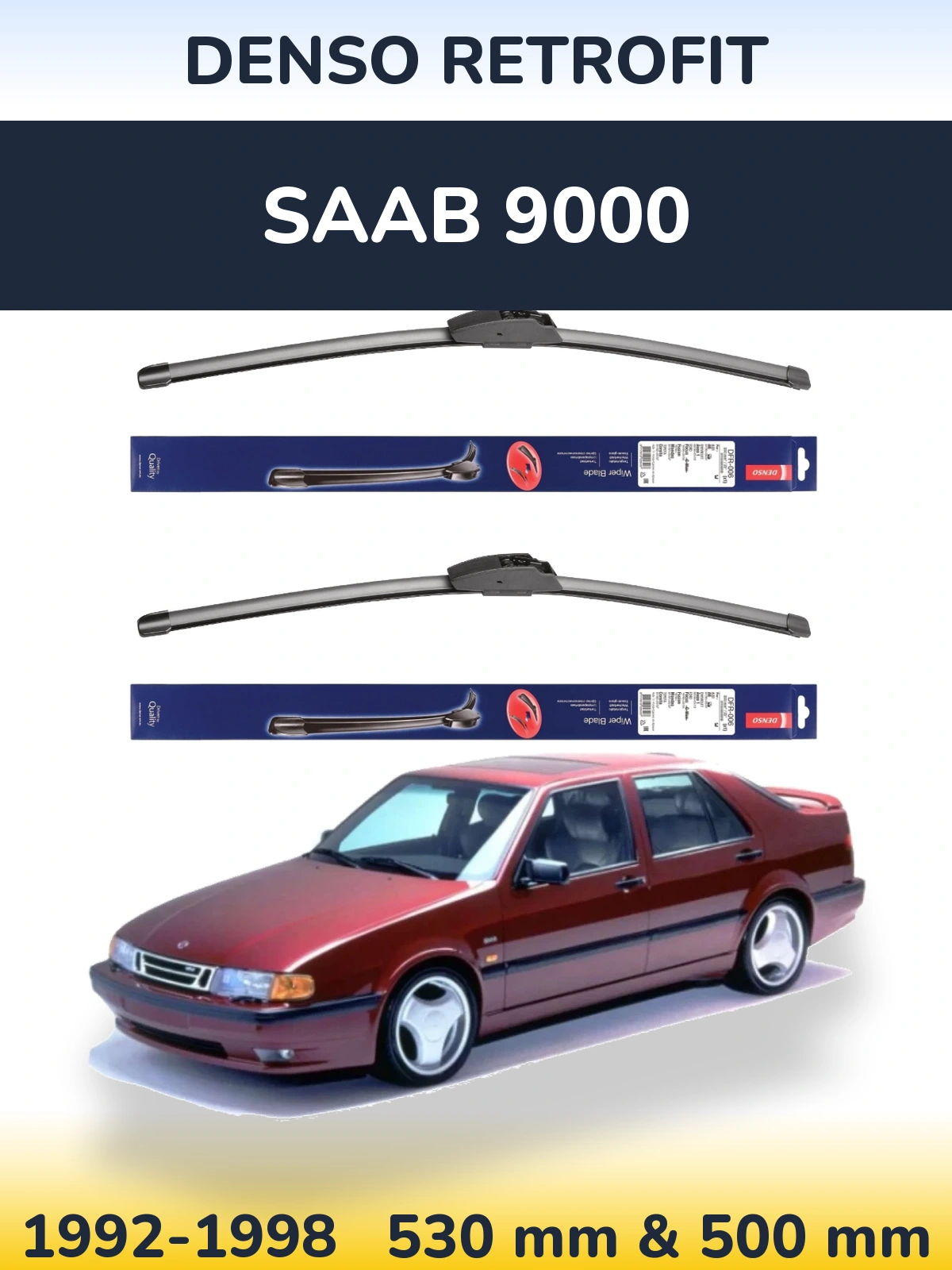 Комплект передних дворников Denso Retrofit 530 & 500 мм для SAAB 9000 1992-1998