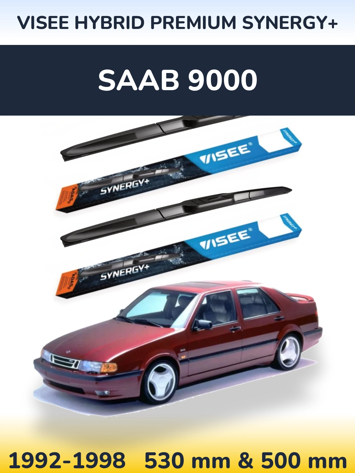 Комплект передних дворников VISEE HYBRID PREMIUM SYNERGY+ 530 & 500 мм для SAAB 9000 1992-1998
