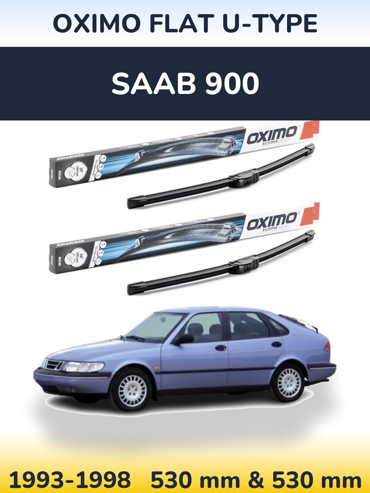 Комплект передних дворников Oximo Flat U-type 530 & 530 мм для SAAB 900 1993-1998