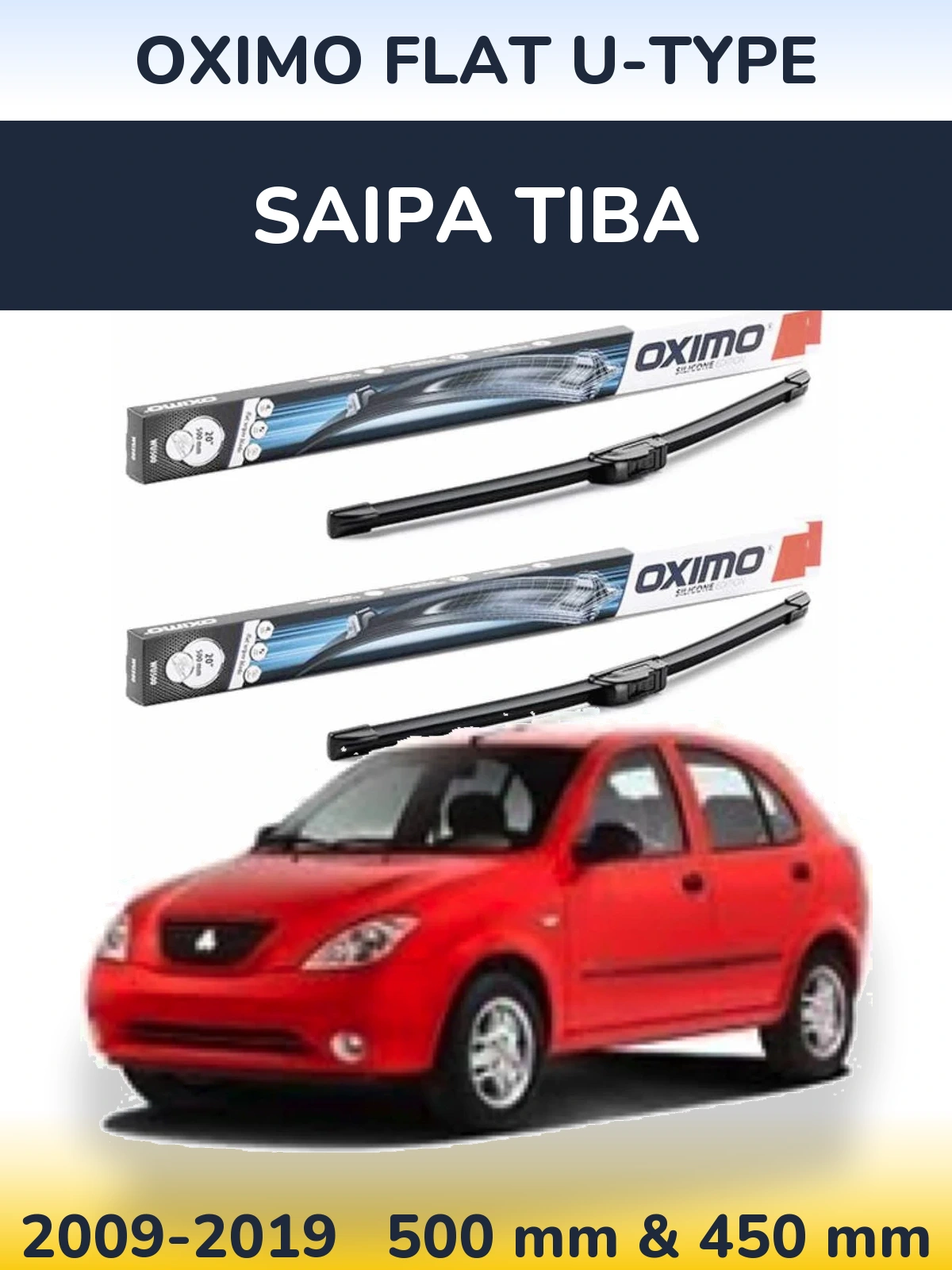 Komplet przednich wycieraczek Oximo Flat U-type 500 & 450 mm do Saipa Tiba 2009-2019