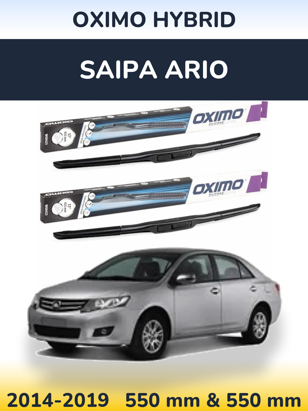 Komplet przednich wycieraczek Oximo Hybrid 550 & 550 mm do Saipa Ario 2014-2019