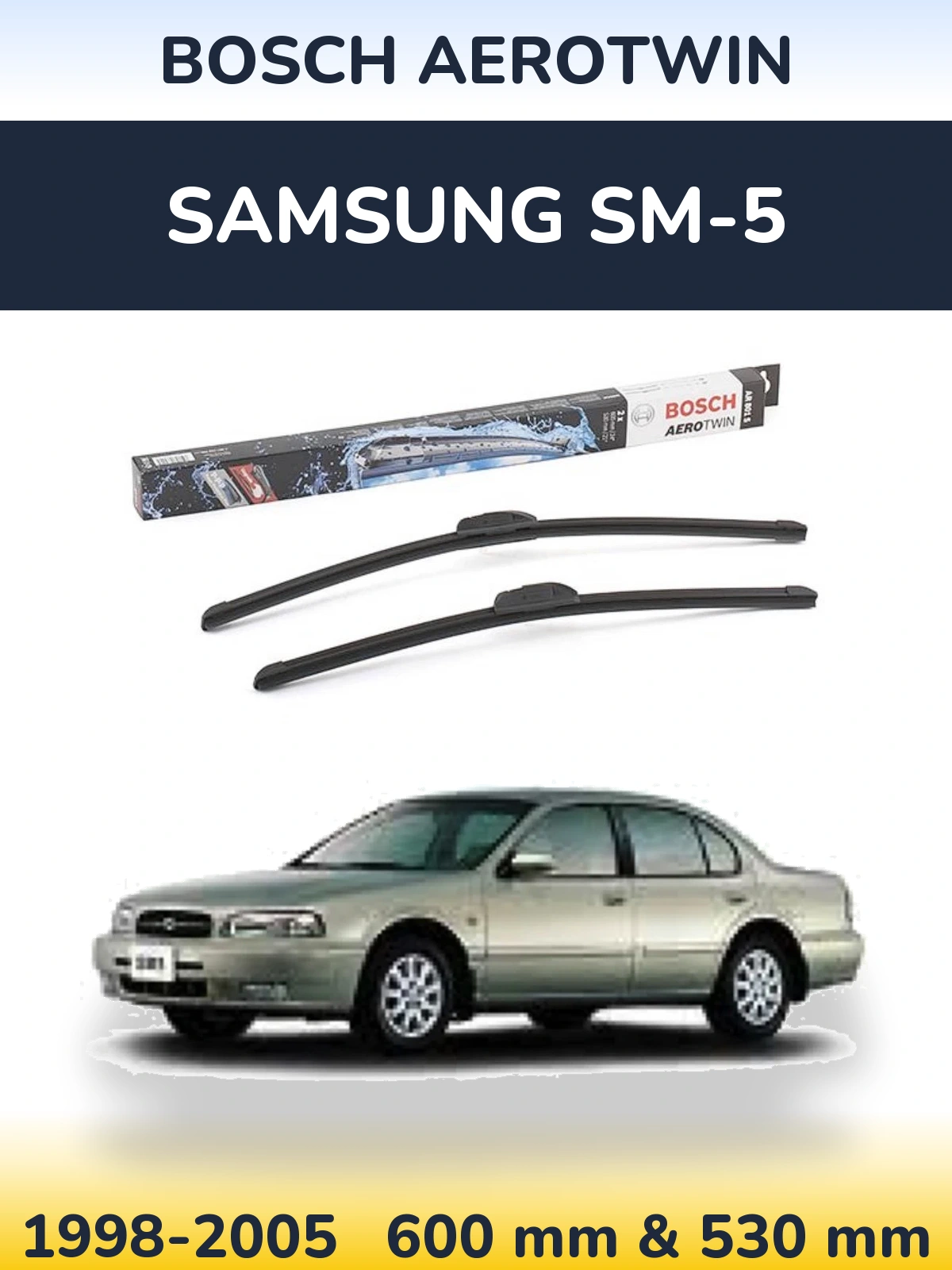 Комплект передних дворников BOSCH AeroTwin 600 & 530 мм для Samsung SM-5 1998-2005