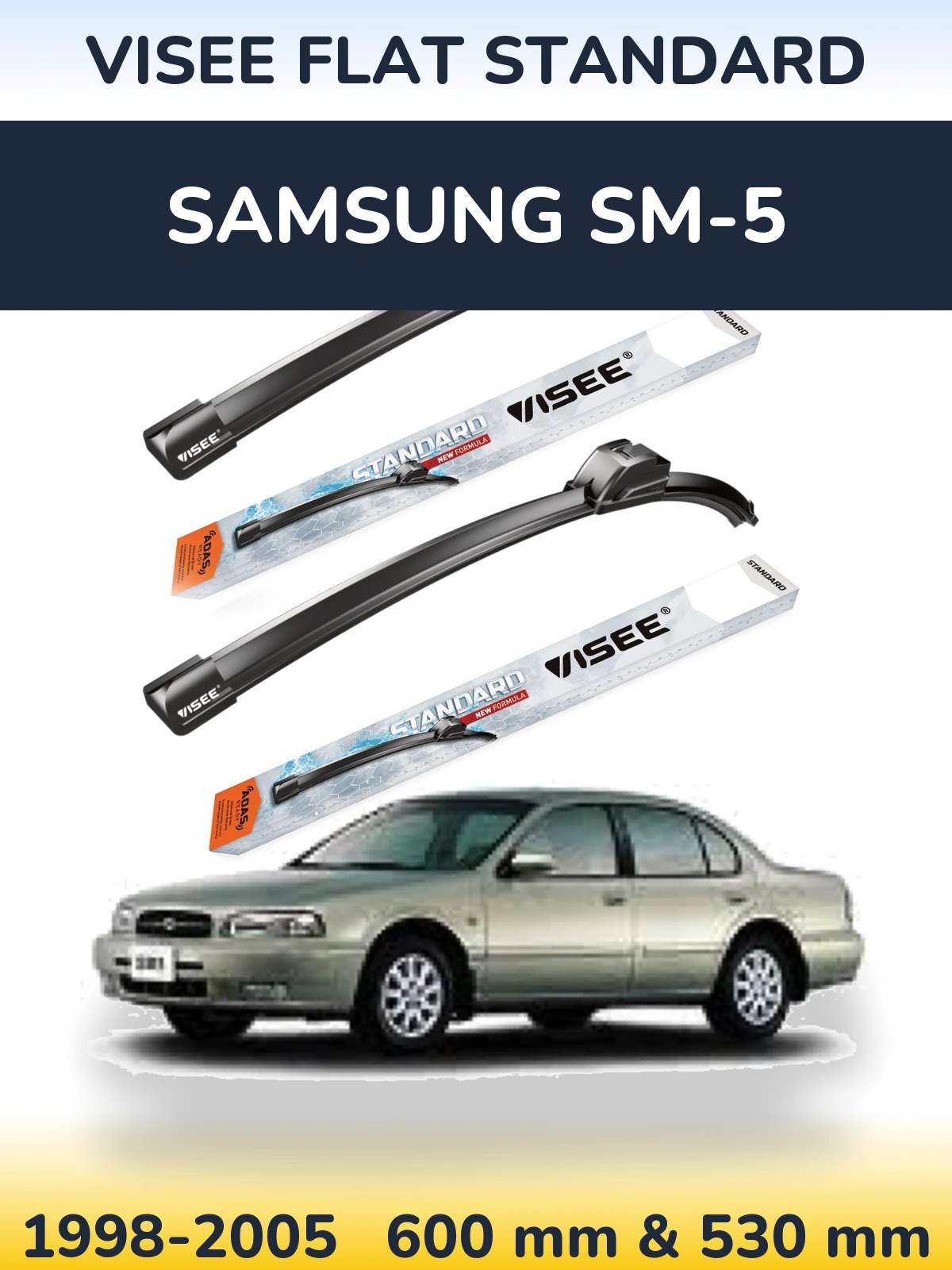 Комплект передних дворников VISEE FLAT STANDARD 600 & 530 мм для Samsung SM-5 1998-2005