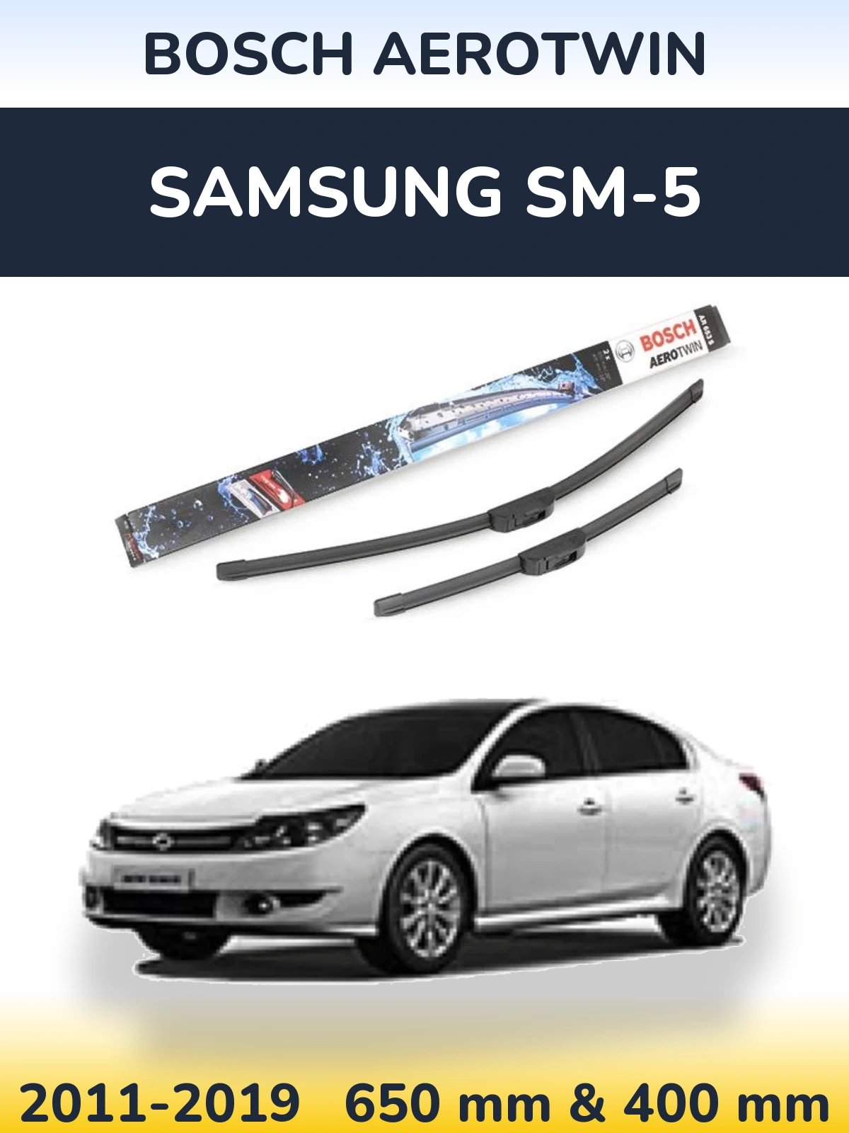 Komplet przednich wycieraczek BOSCH AeroTwin 650 & 400 mm do Samsung SM-5 2011-2019