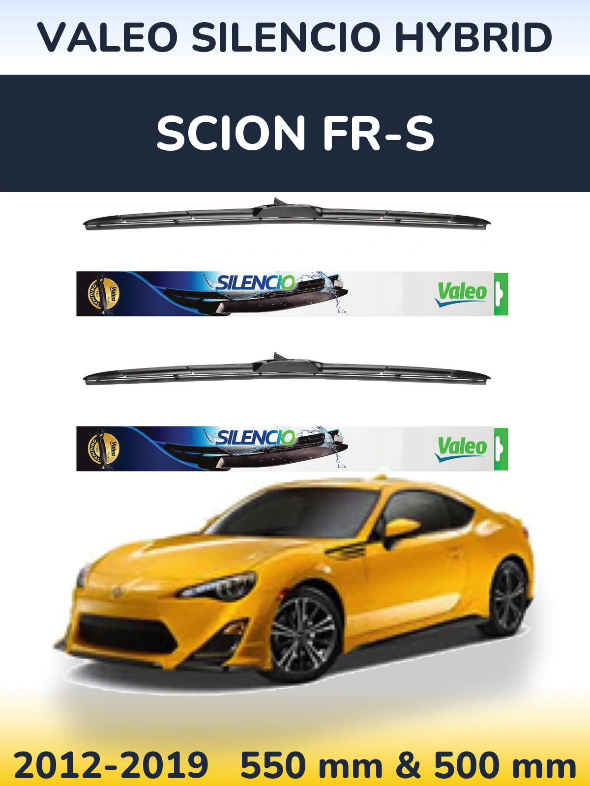 Komplet przednich wycieraczek Valeo Silencio Hybrid 550 & 500 mm do Scion FR-S 2012-2019