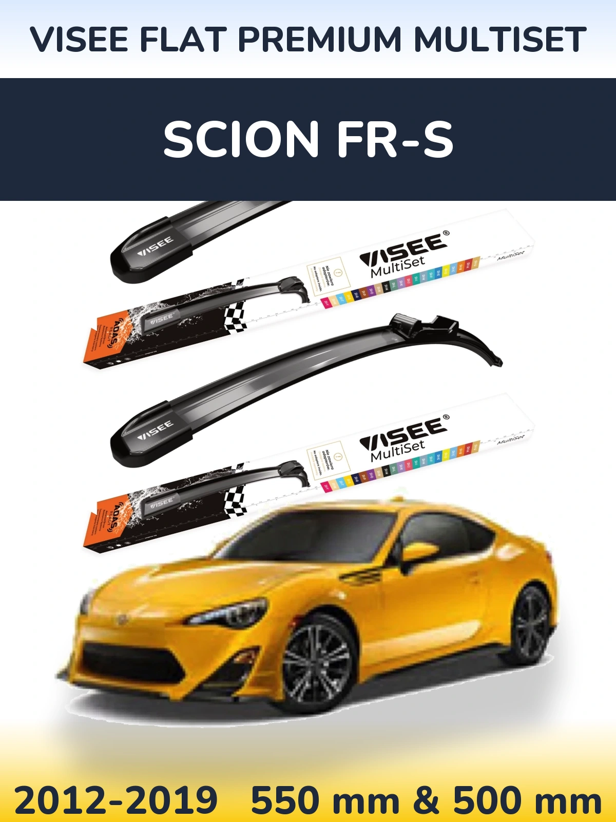 Комплект передніх щіток VISEE FLAT PREMIUM MultiSet 550 & 500 мм для Scion FR-S 2012-2019