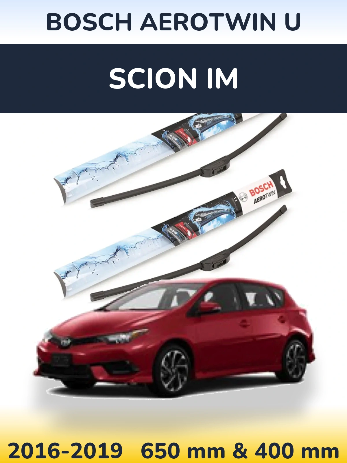 Komplet przednich wycieraczek BOSCH AeroTwin U 650 & 400 mm do Scion iM 2016-2019