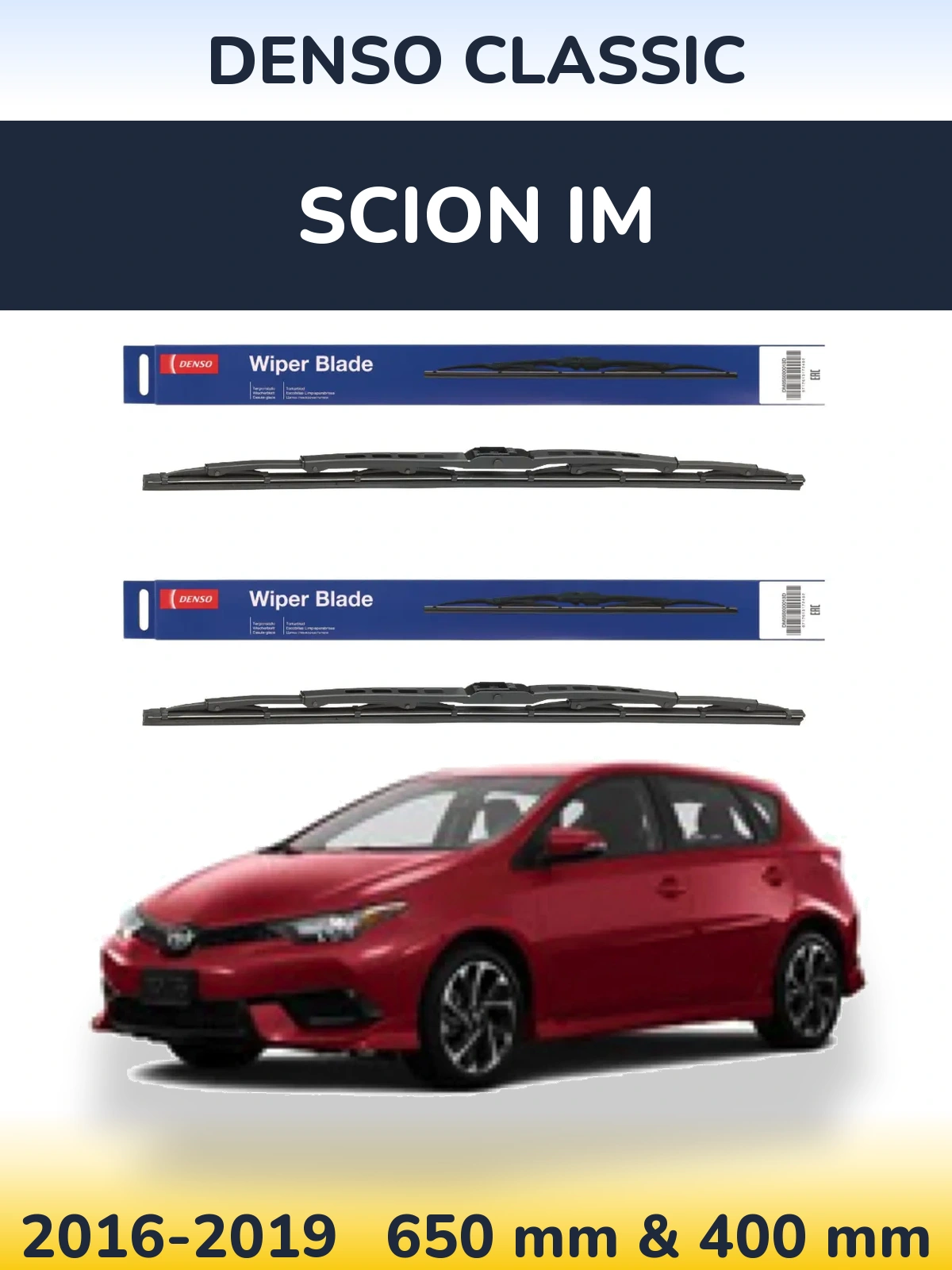 Komplet przednich wycieraczek Denso Classic 650 & 400 mm do Scion iM 2016-2019