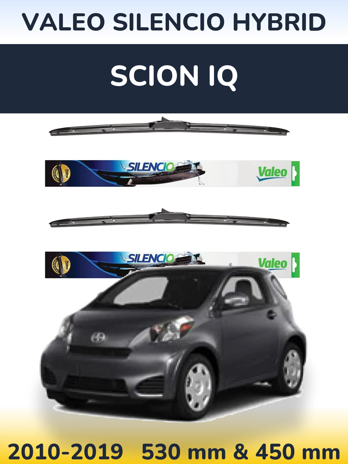 Komplet przednich wycieraczek Valeo Silencio Hybrid 530 & 450 mm do Scion iQ 2010-2019