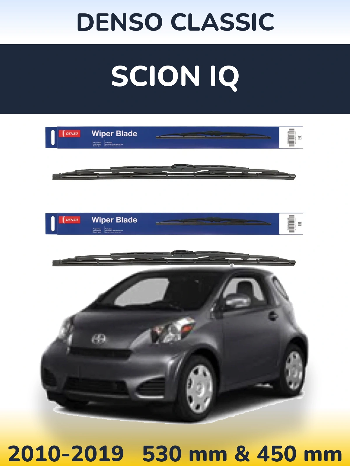 Komplet przednich wycieraczek Denso Classic 530 & 450 mm do Scion iQ 2010-2019