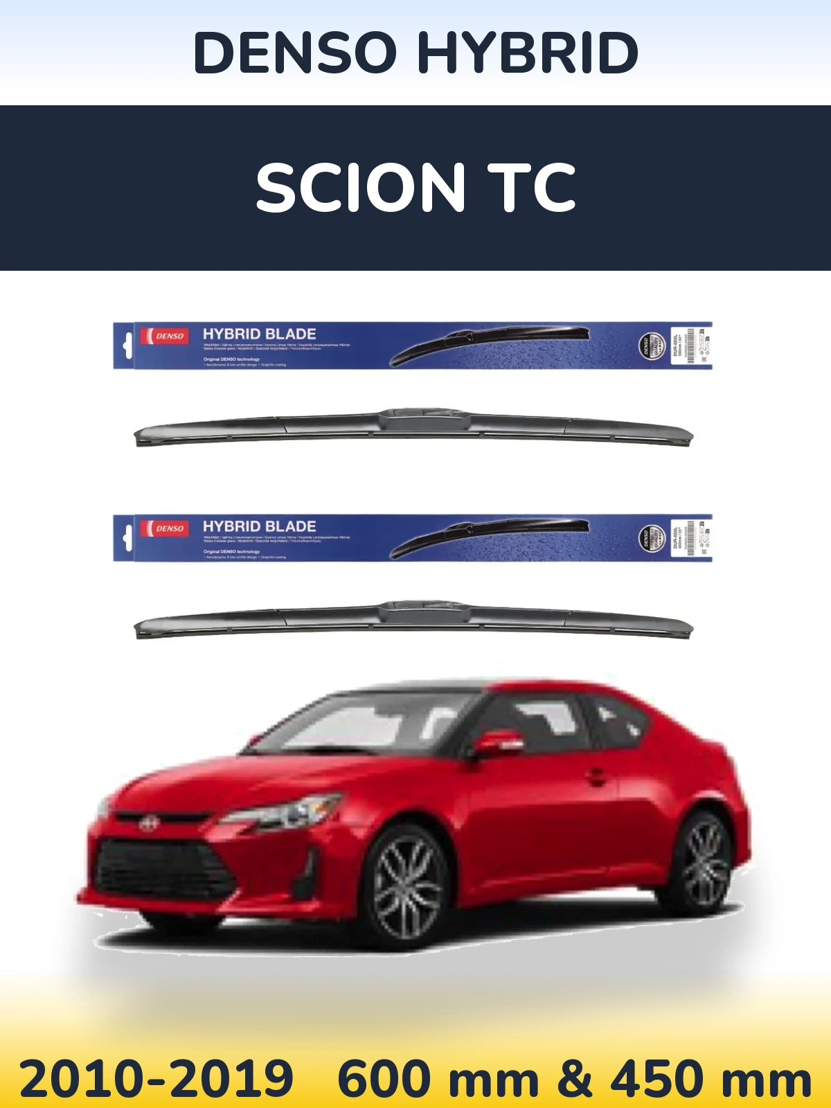 Komplet przednich wycieraczek Denso Hybrid 600 & 450 mm do Scion tC 2010-2019