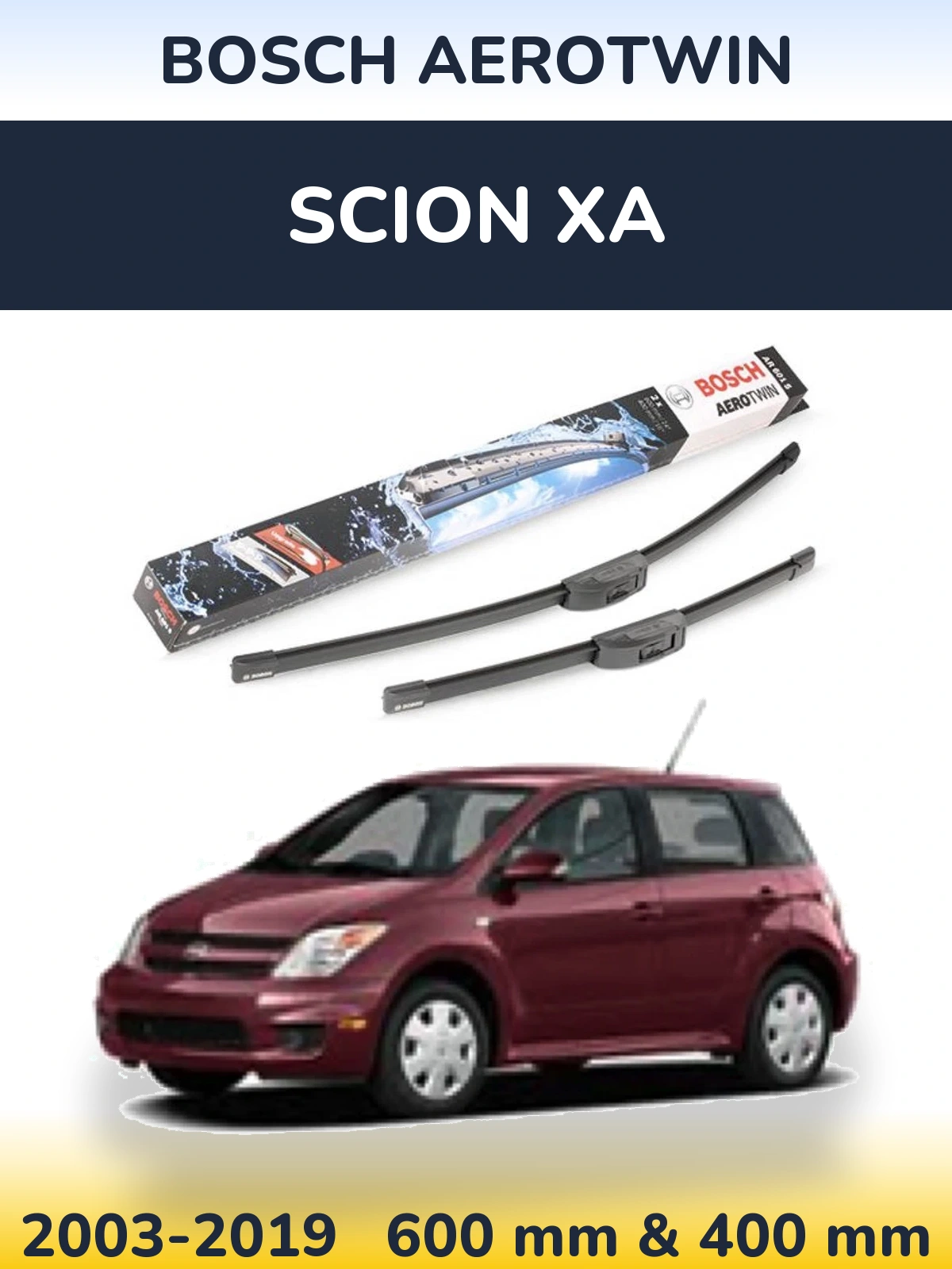 Комплект передних дворников BOSCH AeroTwin 600 & 400 мм для Scion xA 2003-2019