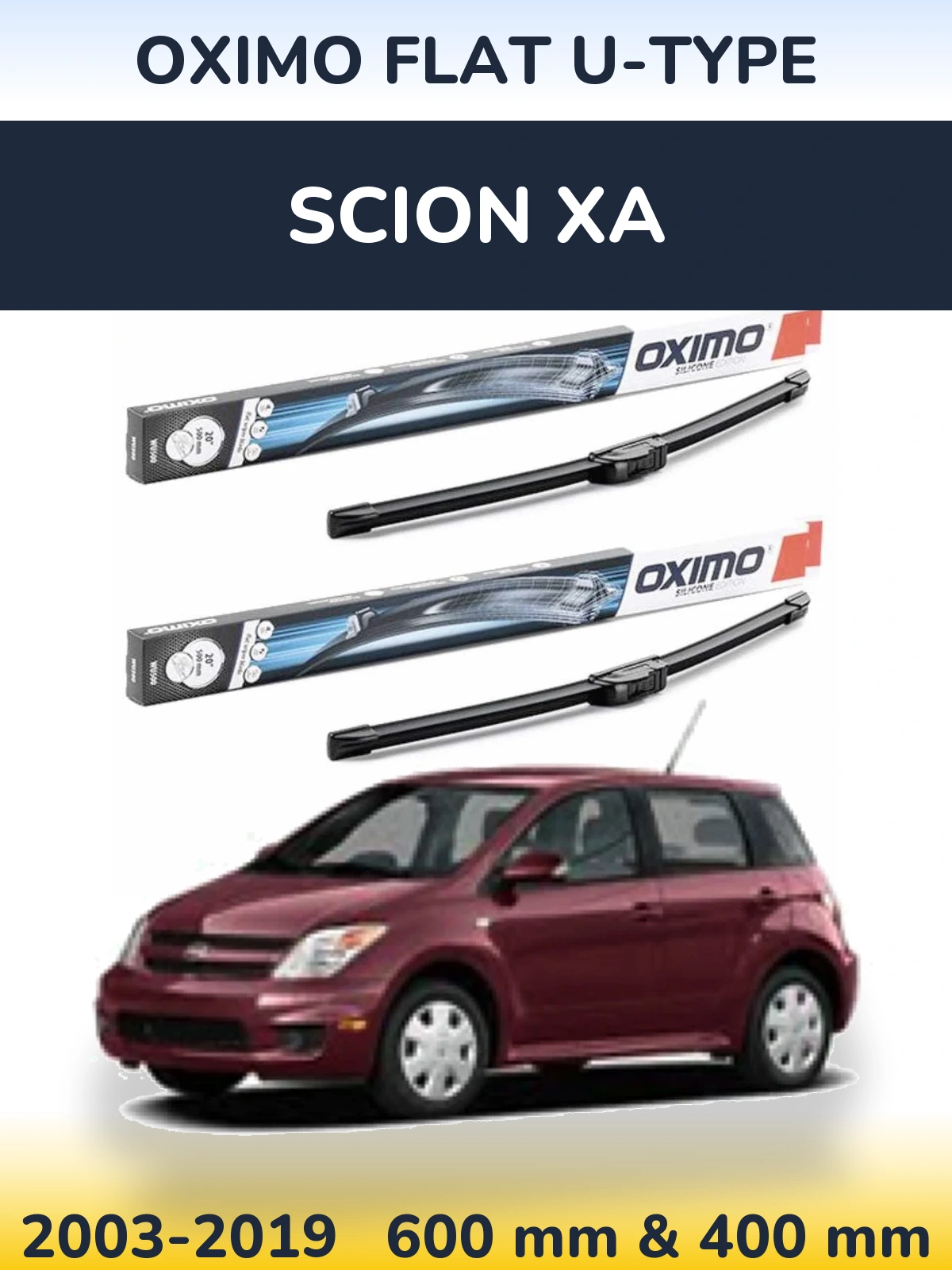 Комплект передних дворников Oximo Flat U-type 600 & 400 мм для Scion xA 2003-2019