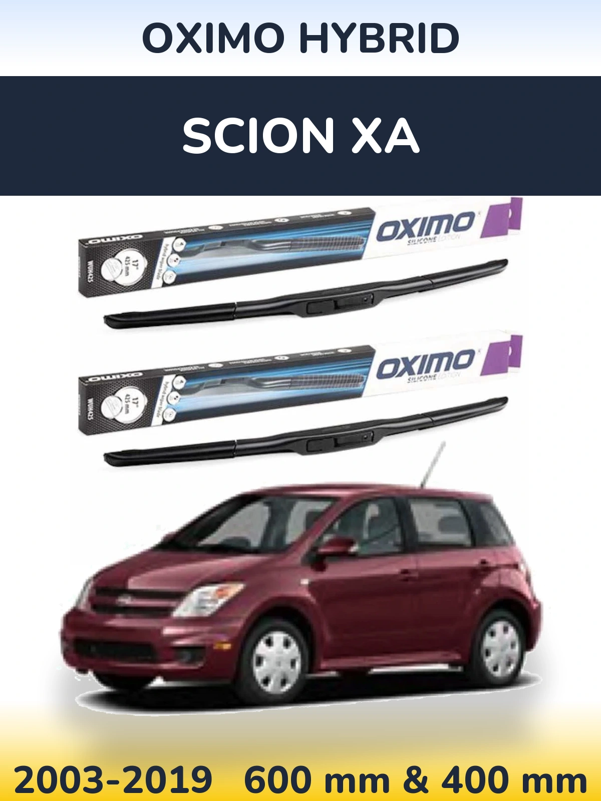 Комплект передних дворников Oximo Hybrid 600 & 400 мм для Scion xA 2003-2019