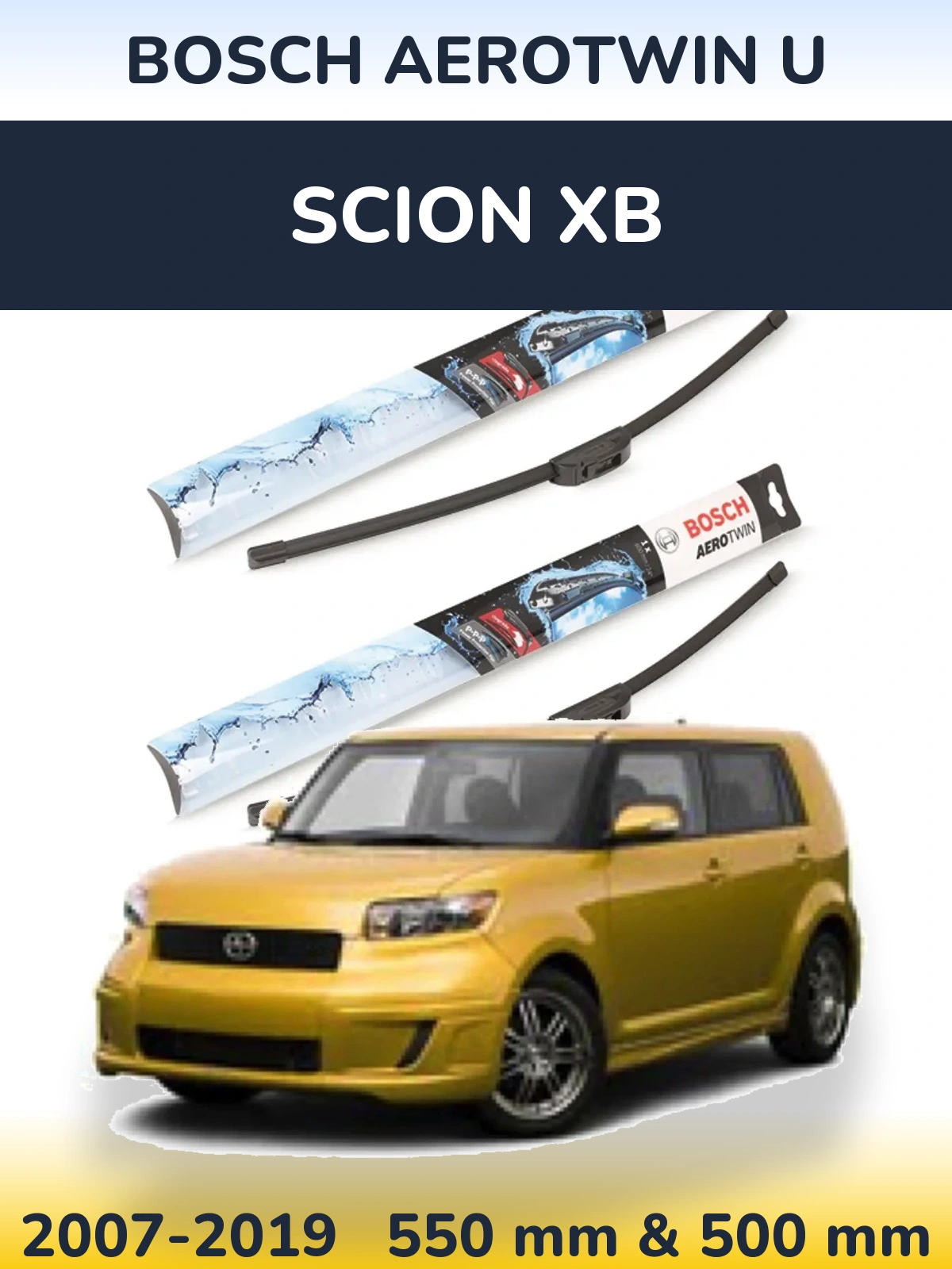 Komplet przednich wycieraczek BOSCH AeroTwin U 550 & 500 mm do Scion xB 2007-2019