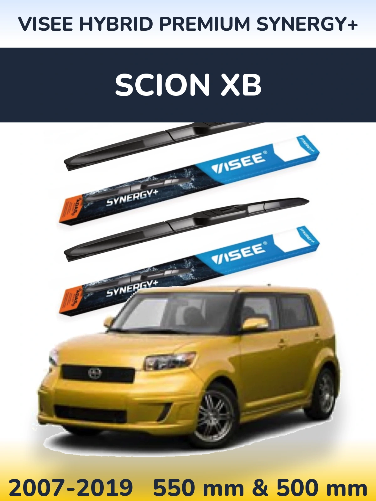 Комплект передних дворников VISEE HYBRID PREMIUM SYNERGY+ 550 & 500 мм для Scion xB 2007-2019