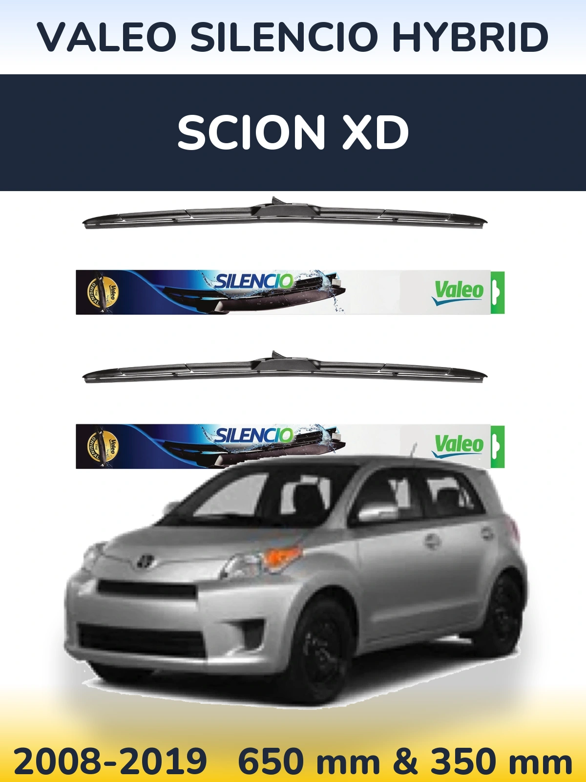 Комплект передних дворников Valeo Silencio Hybrid 650 & 350 мм для Scion xD 2008-2019
