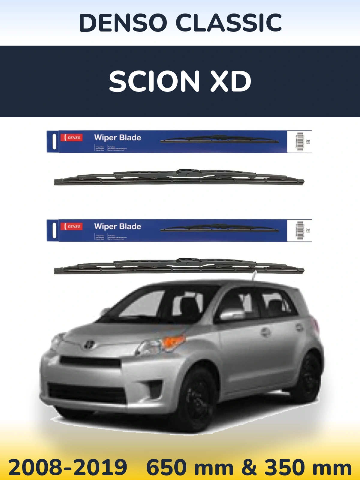 Komplet przednich wycieraczek Denso Classic 650 & 350 mm do Scion xD 2008-2019