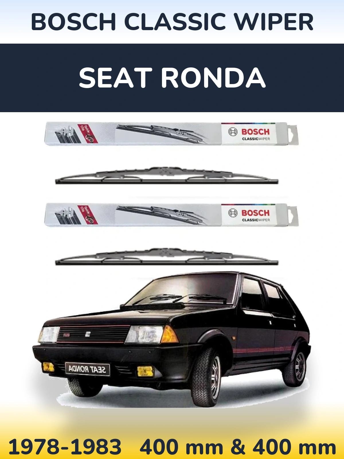 Комплект передних дворников BOSCH Classic Wiper 400 & 400 мм для SEAT Ronda 1978-1983