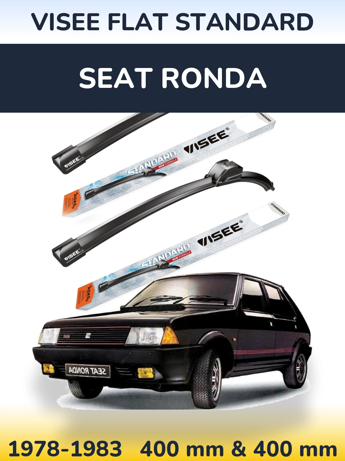 Комплект передних дворников VISEE FLAT STANDARD 400 & 400 мм для SEAT Ronda 1978-1983