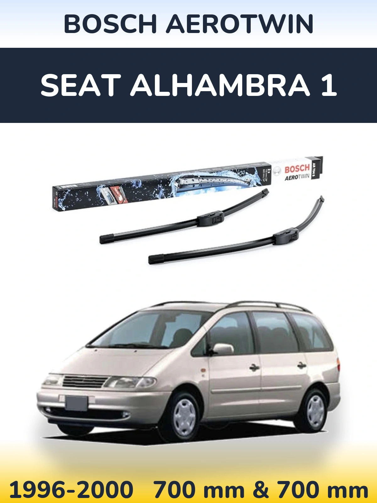 Комплект передних дворников BOSCH AeroTwin 700 & 600 мм для SEAT Alhambra 1 1996-2000